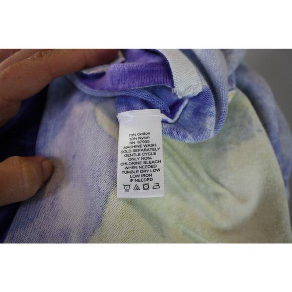 Simonton Says Knit Top Floral Purple Yellow Wide Neck Bold Tie Dye XL - Picture 4 of 4